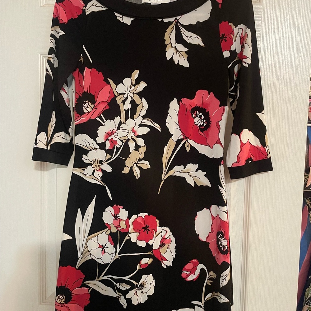 Floral Black and Red Dress